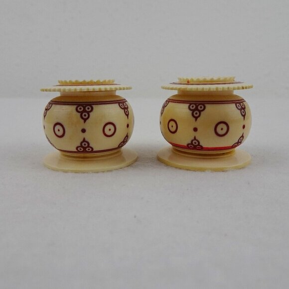 Vintage Miniature Salt And Pepper Shakers Plastic ? Melamine ? Asian Inspired